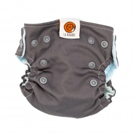 Couche TE1 Taille Naissance unie gris/bleu-vert d'eau avec insert en bambou - Seconde Main