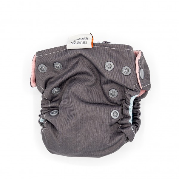 Couche TE1 Taille Naissance unie gris/bleu-rose avec insert en coton - Seconde Main